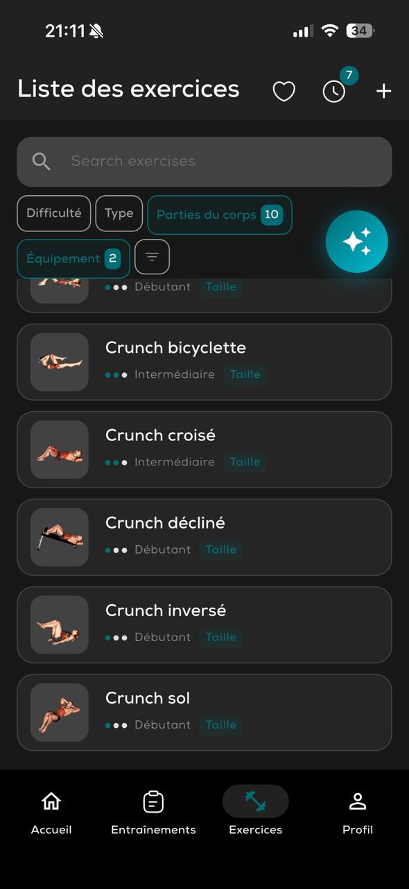 Catalogue de plus de 1500 exercices classés par difficulté, type et matériel